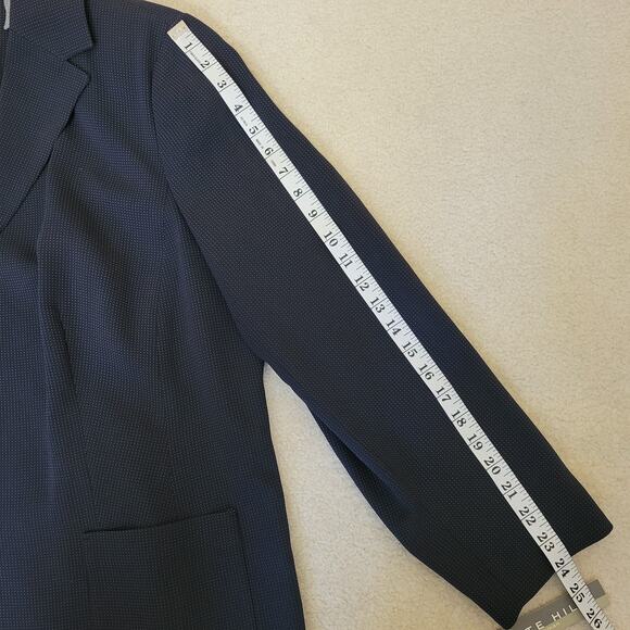 NWT Kate Hill Woman Sz 18W 3 Button Front Blazer Jacket Pockets Navy Blue Pindot - Picture 11 of 16